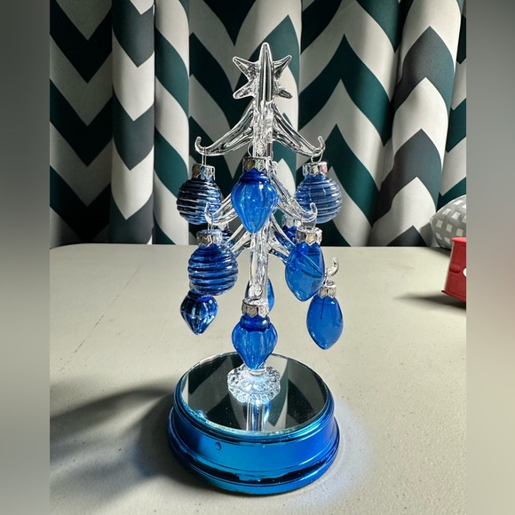 Other - Glass Christmas Tree with Blue Base